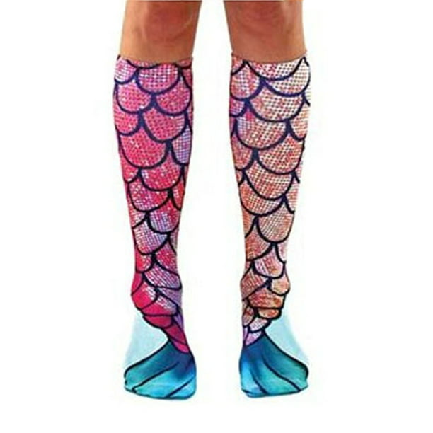 Mermaid Scales Blue Crazy Socks Soft Breathable Casual Socks For Sports Athletic Running 